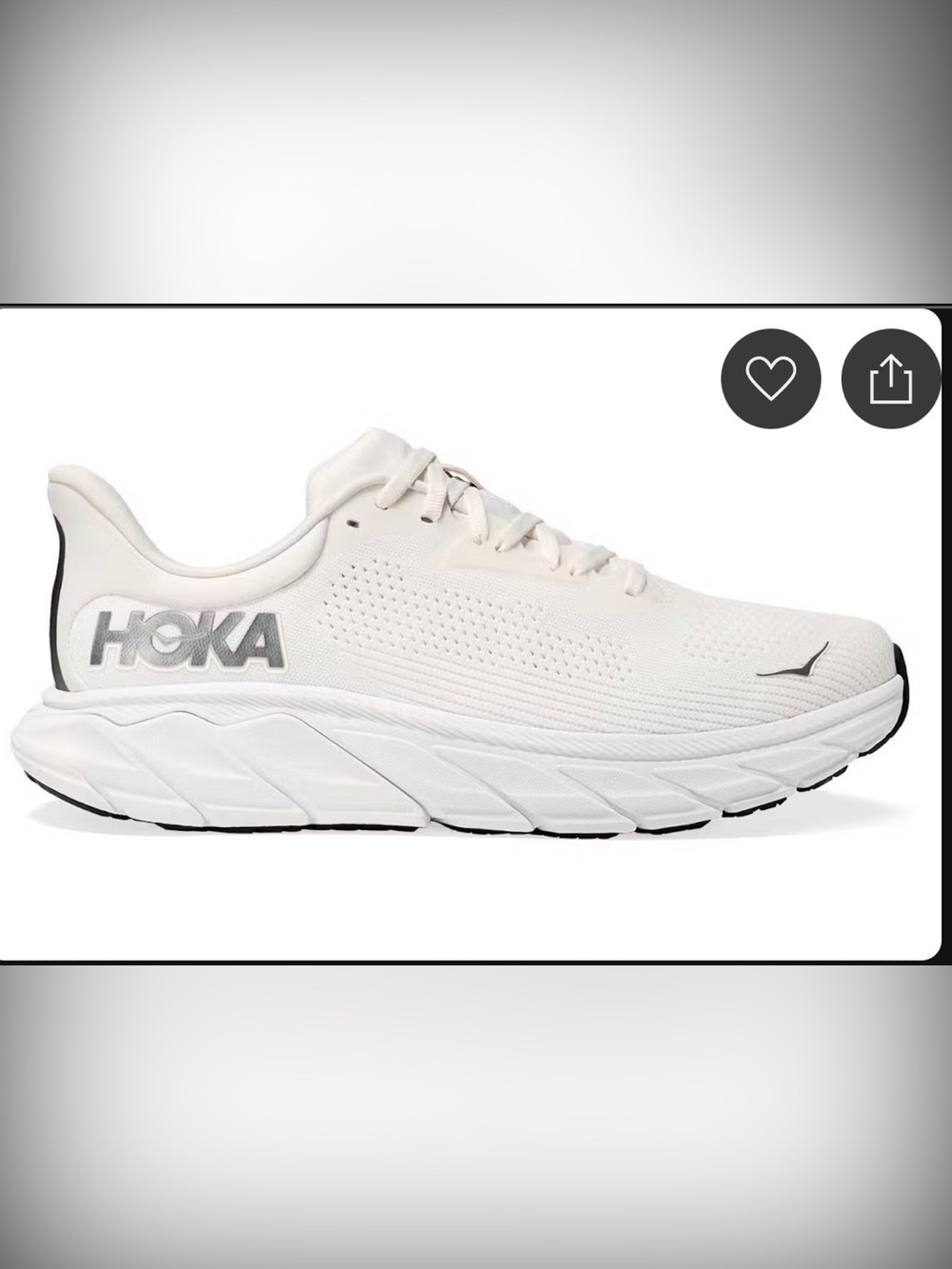 Hoka Mens  White Lightweight Running Sneaker Arahi 7 10.5 or women’s 12